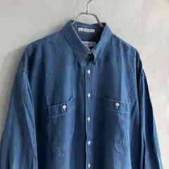 USA製 PERRY ELLIS PORTFOLIO 隠しBD デニムシャツ