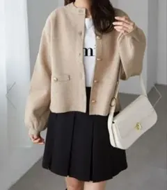 ラナン【RANAN】　ゴールド調ボタンニットカーデ　カーディガン