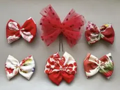 《451》七五三　髪飾り　ヘッドドレス　着物リメイク　赤　アンティークレトロ