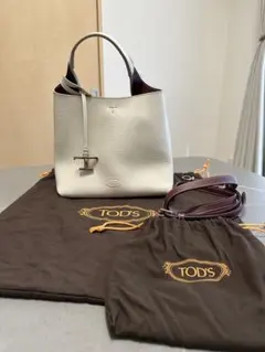 TOD’S トッズ Tタイムレス レザーバッグ ミニ ホワイト ショルダー