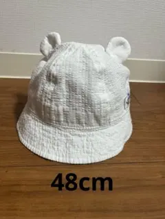 48cm glove orbit ベビー帽子 日よけ付き ホワイト くま耳帽子