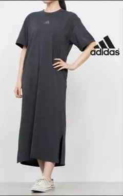 【新品タグ付き】adidas ロングワンピース XLダーク グレー系