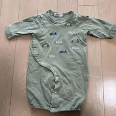 プティマインPOLO グリーン 車刺繍 ロンパース F50-70