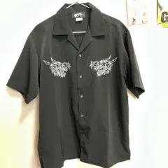 刺繍入り黒半袖シャツ　ctr/ftc/sup/