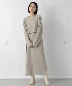 ニットレイヤードキャミ2Pワンピース