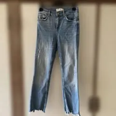 ZARA ストレート　ダメージ　デニム　ブルー