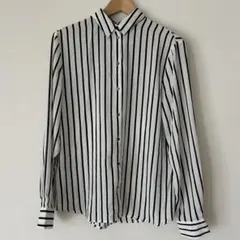 【美品】H&M 白黒ストライプ 長袖シャツ ブラウス サイズ40 レディース