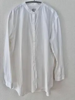 無印良品 洗いざらし ブロードスタンドカラー ロングシャツ XL