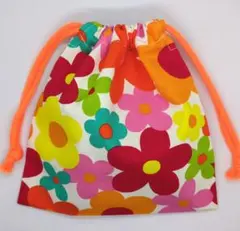 巾着袋 給食袋 コップ袋 花柄⑨ ハンドメイド