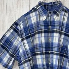 【人気・オーバーサイズ】ラルフローレン 半袖 シャツ チェック柄 ポニー刺繍