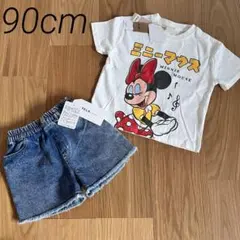 【新品・タグ付】サイズ90＊ミニーマウス Tシャツ デニムショートパンツ セットのサムネイル