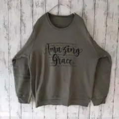 スウェット　Amazing Grace　S相当　オリーブグリーン