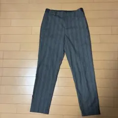 ユニクログレー ストライプ スラックス