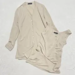 コモドブルー◇ニットアンサンブル リブ カーディガン&タンクトップ Vネック