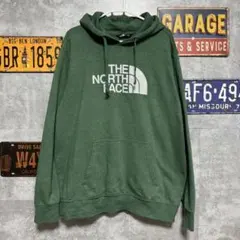 THE NORTH FACE ビッグロゴ プルオーバーパーカー グリーン XL