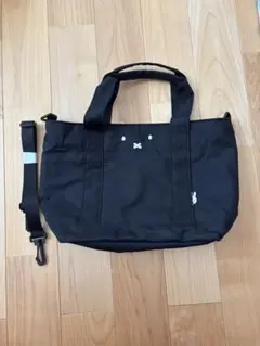 ミッフィー 刺繍 トートバッグ 黒 ショルダー紐付き