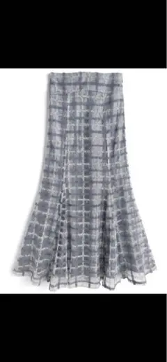 チェック柄オーガンジーマーメイドスカート[tw1230]