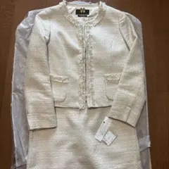 イネド　7 セットアップ　スーツ　ジャケット　スカート　ノーカラー　ツイード