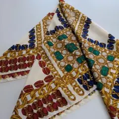 CHANEL シルクスカーフ チェーンデザイン