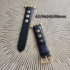 Apple Watch用スタッズ ブラックバンド42/44/45/49mm 新品