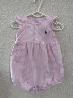 Ralph Lauren ピンクストライプロンパース 75cm