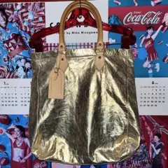 꼼데가르송 ゴールド トートバッグ レザー 本革 ハンドバッグ