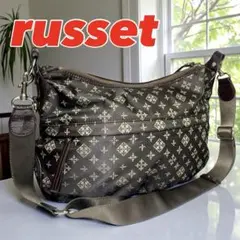 russet ラシット 総柄モノグラム ショルダーバッグ 軽量 ナイロン 茶色