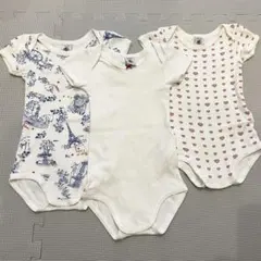 プチバトー　半袖　肌着　ロンパース ボディースーツ　3枚セット　12m 74cm