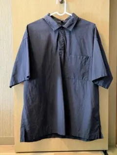 無印良品 涼感半袖布帛ポロシャツ Ｍサイズ ネイビー