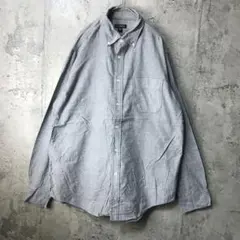 B1197古着　シャツ　長袖　ボタンダウン　グレー　90s Y2K