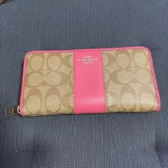 COACH 長財布 シグネチャー ピンク