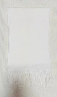 ホワイト 白 フリンジ マフラー ストール