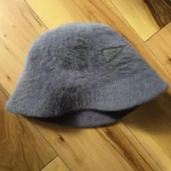 グレー バケットハット　アンゴラ