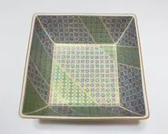 【希少未使用品】前畑陶器　庫山窯　緑彩金襴手　角皿　5枚セット 金彩　小皿　更紗 前畑陶器 庫山窯 緑彩華 唐草 角皿 銘々皿5枚セット 未使用