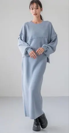 完売品！ローリーズファーム　メローニットセットアップ　ブルー