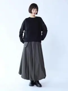 LASUD レザードッキングバルーンスカート 38［ヤマダヤ］ブラック