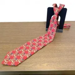 LANCEL 赤 馬柄模様 シルクネクタイのサムネイル
