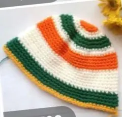 ボーダー　4 クラッシャーハット クロシェハット バケットハット