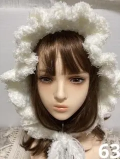 63ボンネット帽子ハンドメイドフリル