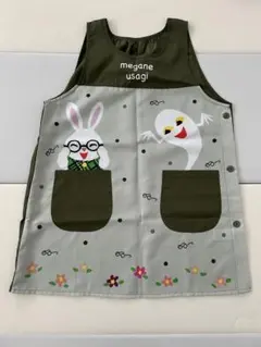 カーキ色 メガネウサギ おばけ エプロン　学研エプロンのサムネイル