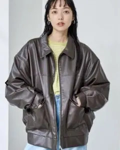 coen 2色あります レザーライクビッグジャケット レザーオーバーサイズ