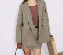 アルシーヴ archives テーラードジャケット チェック ブラウン
