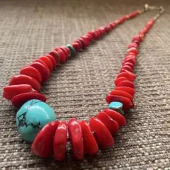 Y*i様 ナバホ ターコイズ コーラル ネックレス 珊瑚 トルコ石 インディアン