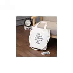 トートバッグ ショルダーバッグ 大容量 ファスナー付 ホワイト