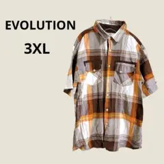 EVOLUTION 3XL 半袖シャツ チェック柄
