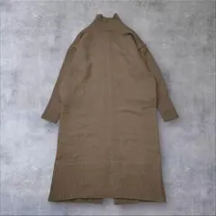 ●美品◆アダムエロペ◆ タートルバックスリットニットワンピースBR