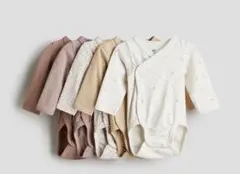 H&M オーガニックコットンラップボディースーツ 75 5点セット