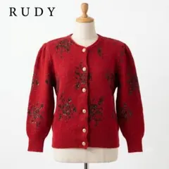 RUDY ラメ花柄 ニットカーディガン M-L ゴールドボタン ヴィンテージのサムネイル
