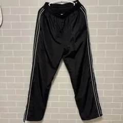 ナイロン ストライプ付き 黒パンツ 裏起毛付き