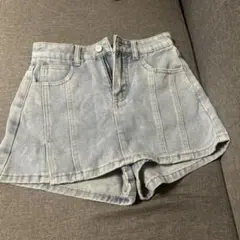 ライトブルー デニムショートパンツ ハイウエスト